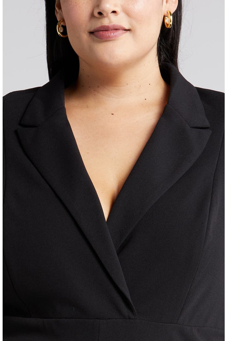 Long Sleeve Tuxedo Dress, Alternate, color, BLACK