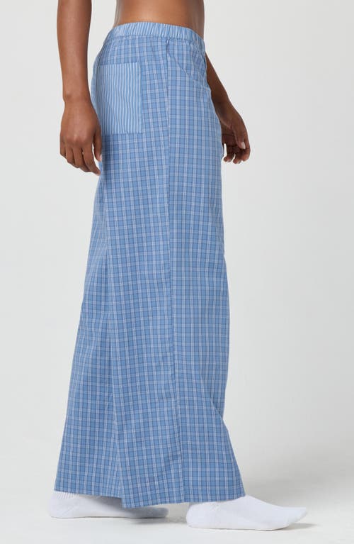 Florence By Mills Micro Plaid Wide Leg Pants In Blue