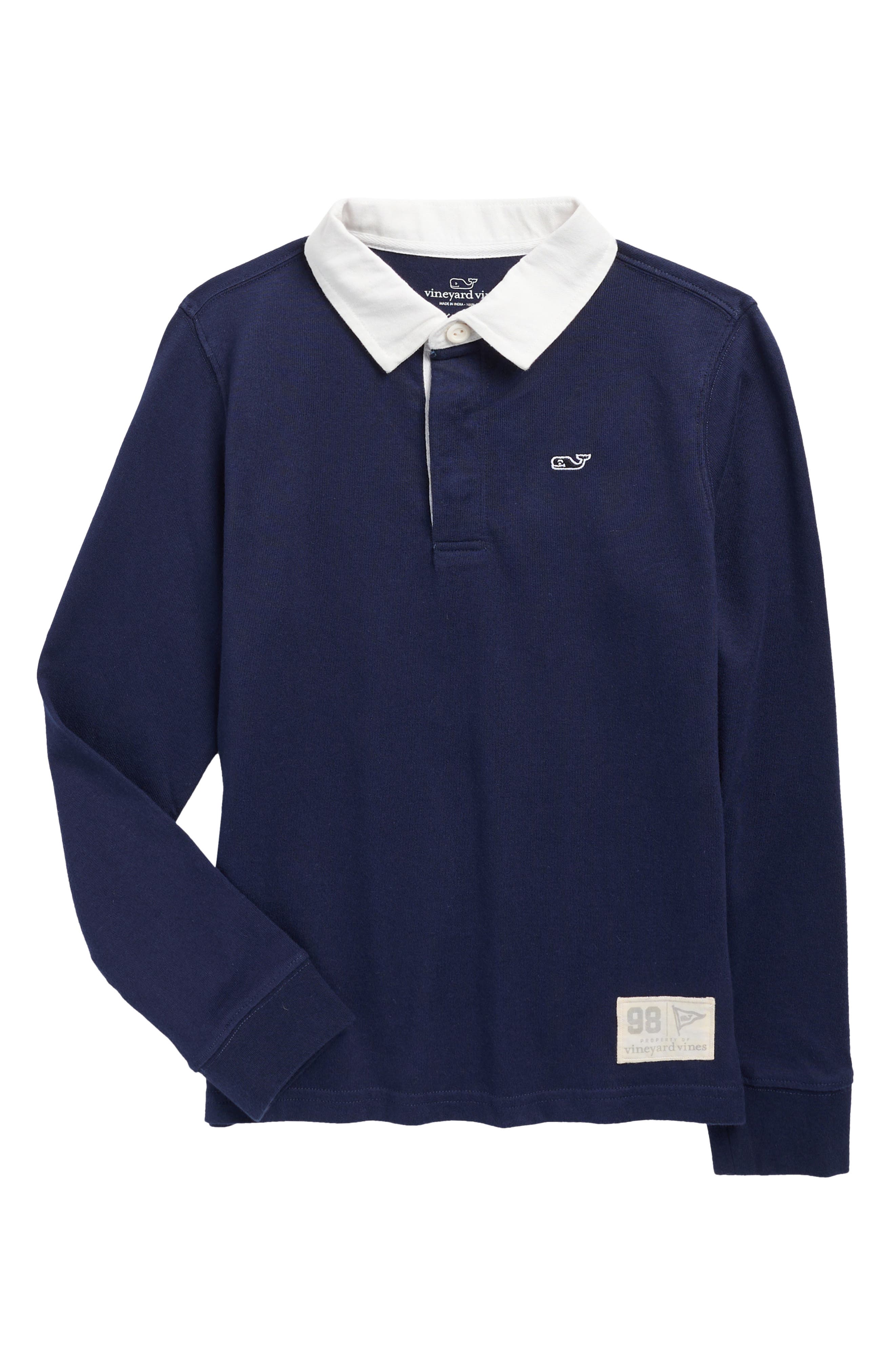 vineyard vines Kids' Solid Cotton Rugby Shirt