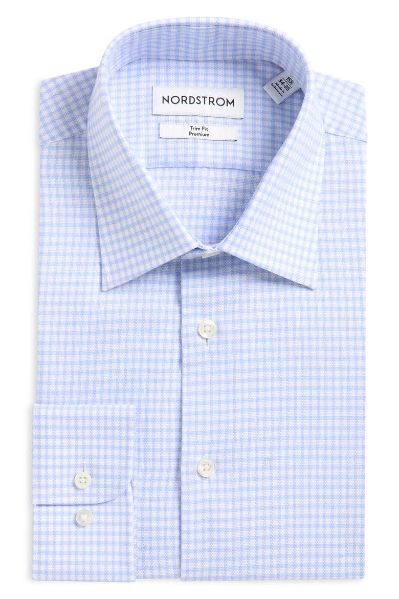 Trim Fit Check Dress Shirt, Main, color, BLUE VALLONE CHECK