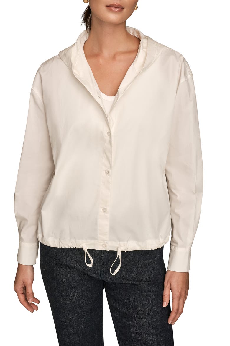 Hooded Long Sleeve Button-Up Shirt, Main, color, CREAM