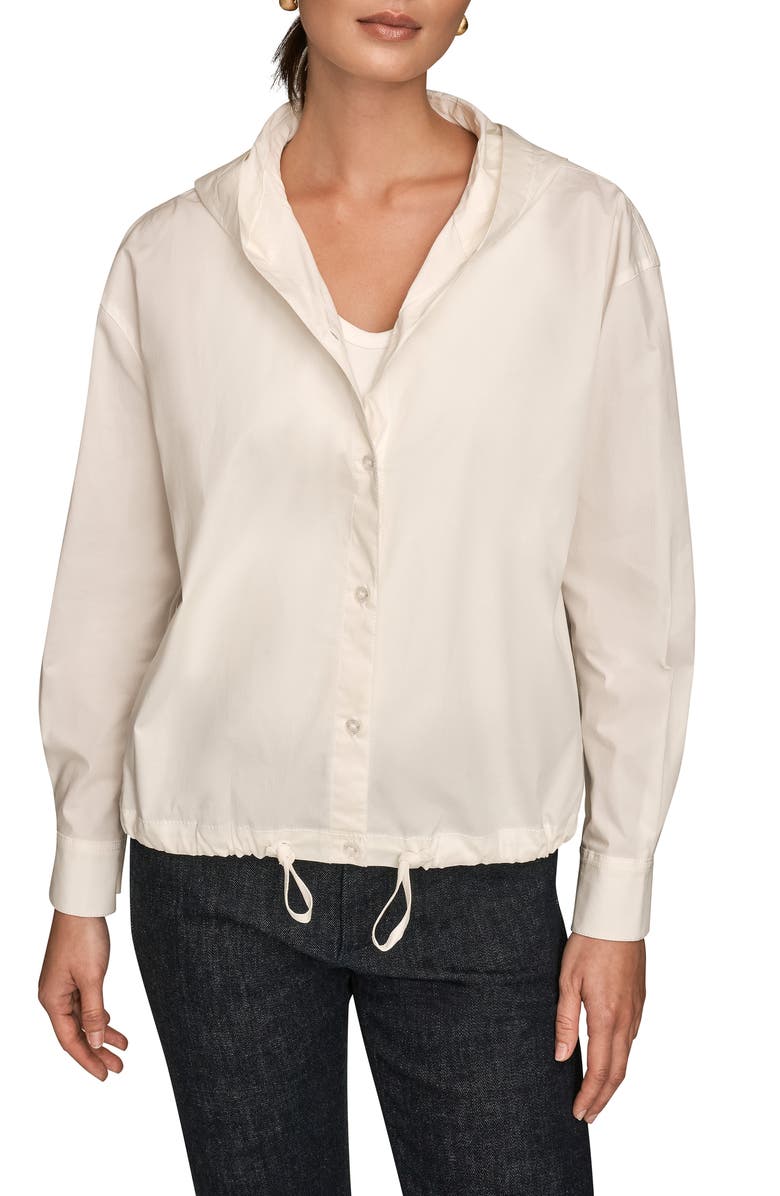Donna Karan New York Hooded Long Sleeve Button-Up Shirt, Main, color,