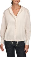 Donna Karan New York Hooded Long Sleeve Button-Up Shirt