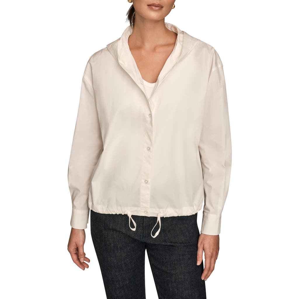 Donna Karan New York Hooded Long Sleeve Button-up Shirt In Neutral