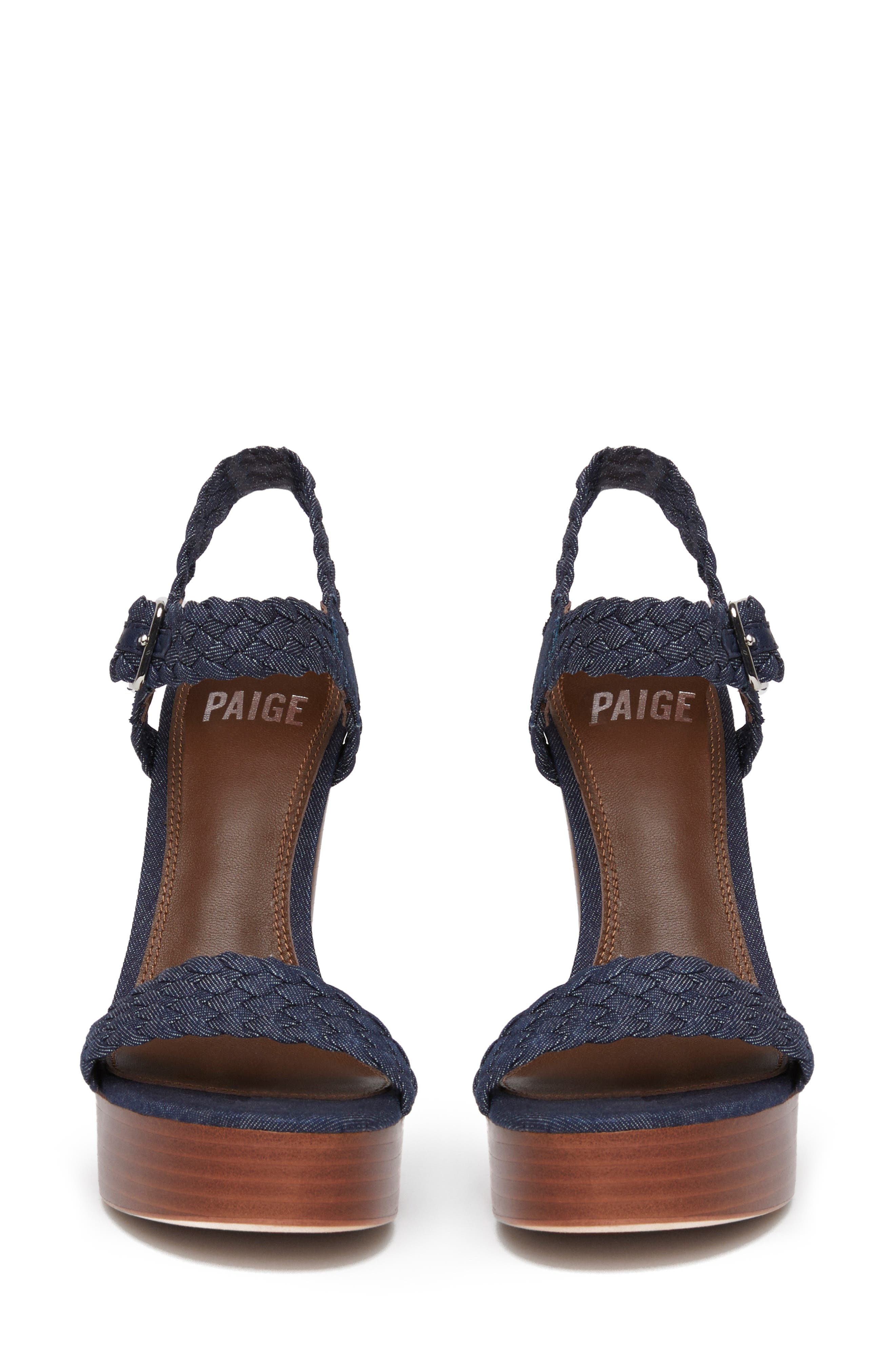 PAIGE Denim Ankle Strap Platform Sandal, Alternate, color, 