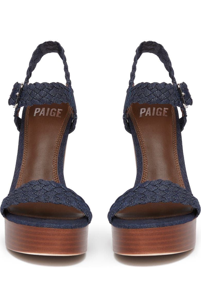 PAIGE Denim Ankle Strap Platform Sandal, Alternate, color,