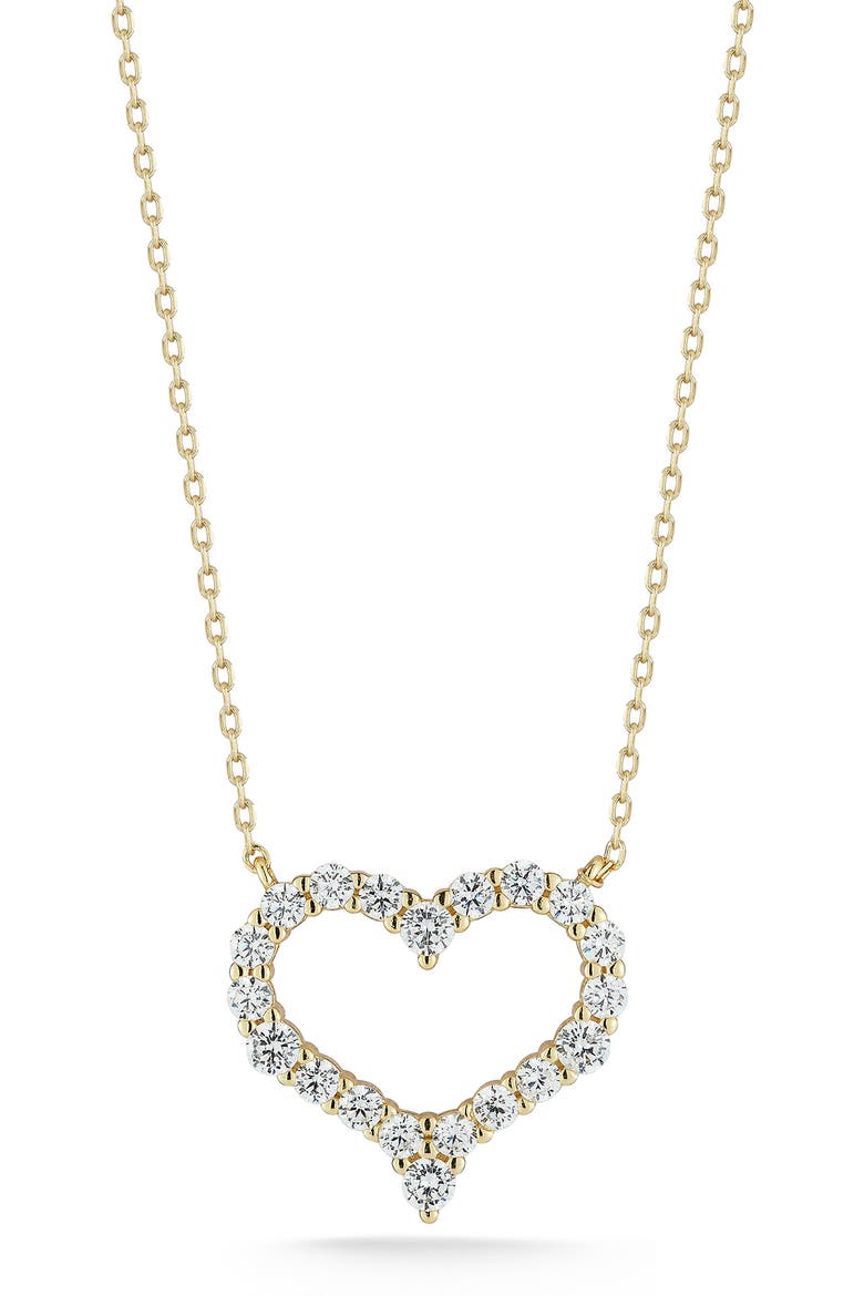 Open Heart Pendant Necklace, Main, color, GOLD