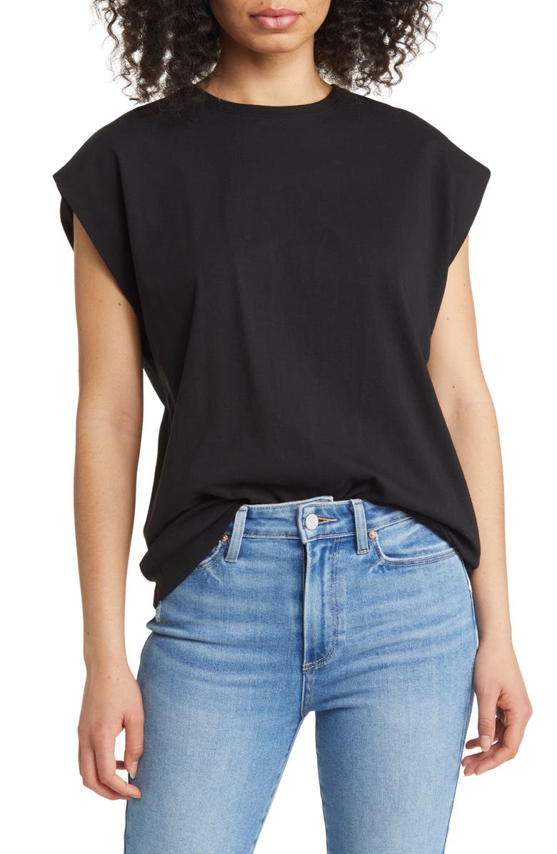 Good American Cotton Muscle Tank, Main, color, 