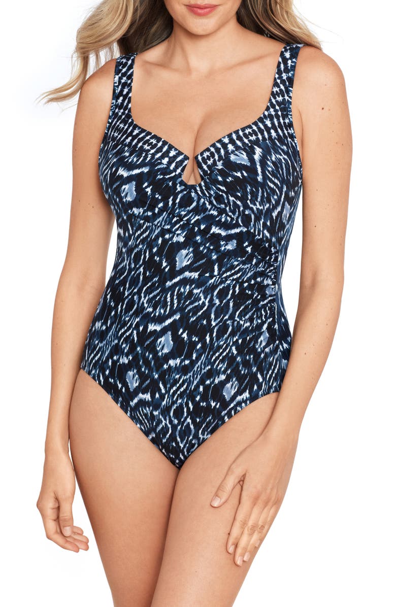 Miraclesuit<sup>®</sup> Palatium Colorblock Escape One-Piece Swimsuit, Main, color, 