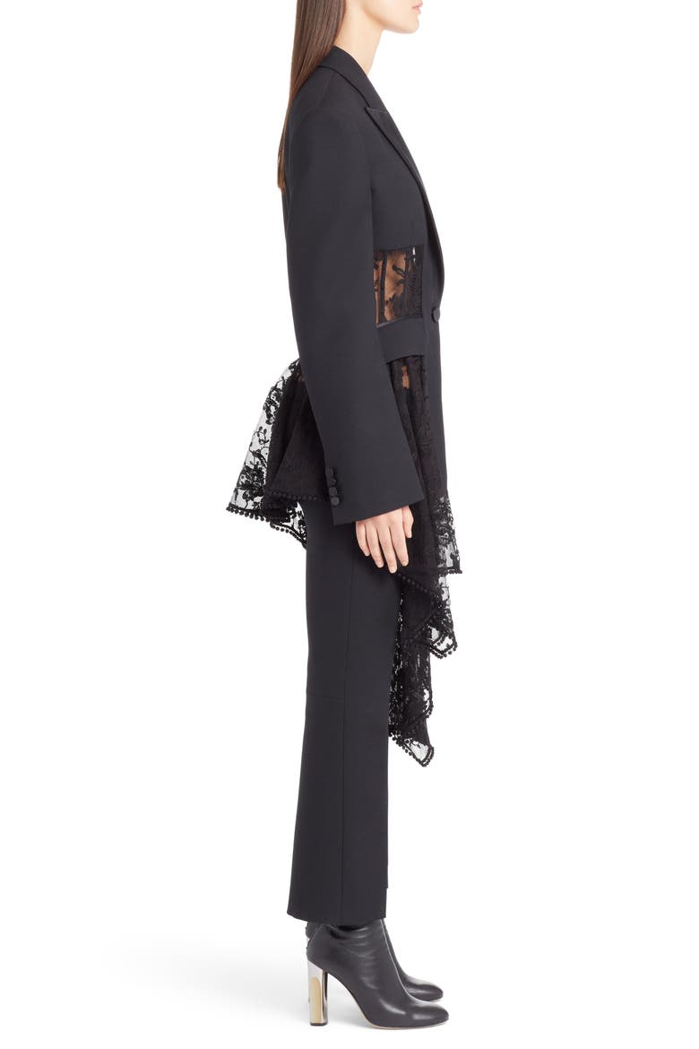 Alexander McQueen Lace Drape Corset Jacket, Alternate, color, BLACK