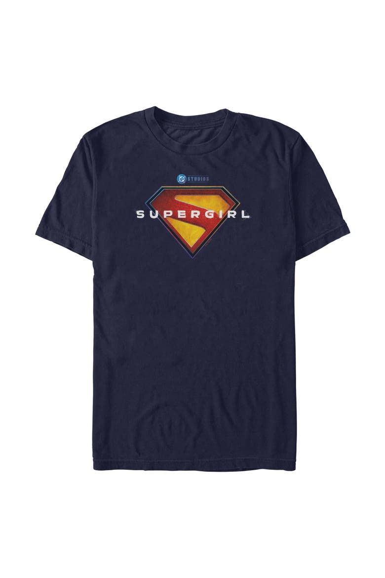Mens Supergirl Official Shield Logo T Shirt, Main, color, Navy Blue