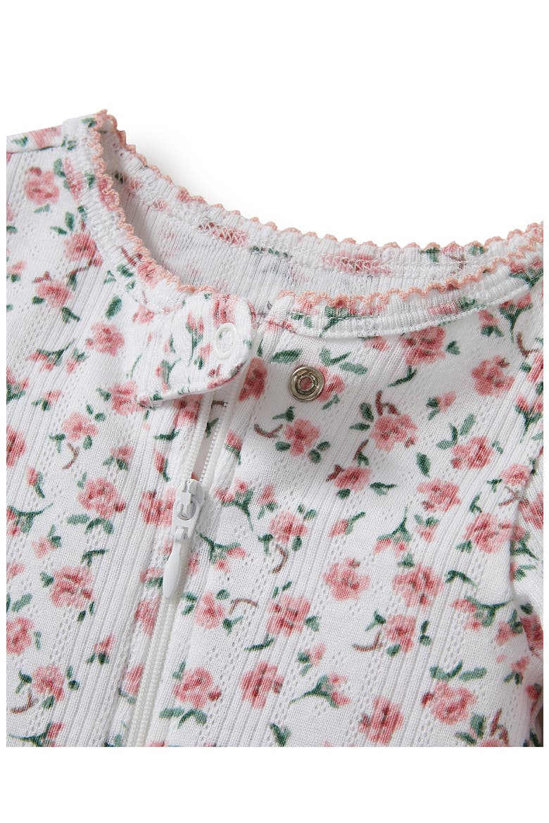 Pink Floral Pointelle Footie Romper, Alternate, color, PINK
