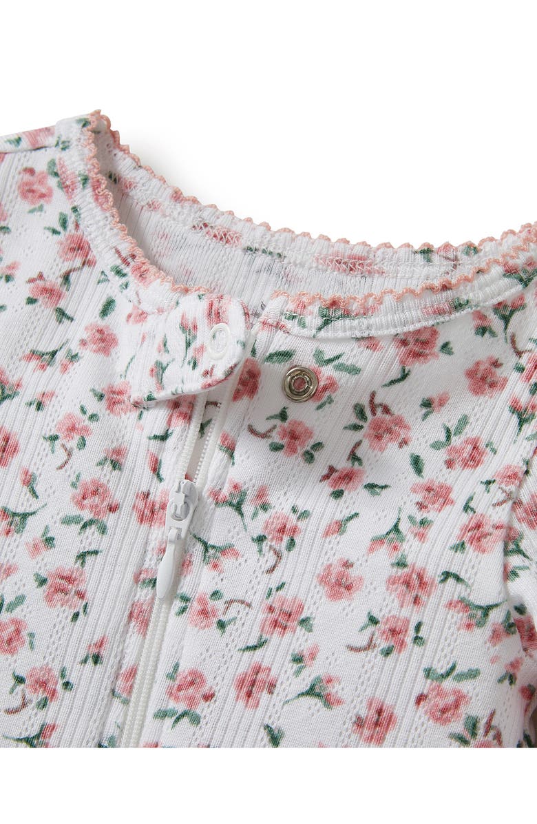 Petite Plume Pointelle Pima Cotton Zip Footie, Alternate, color, 