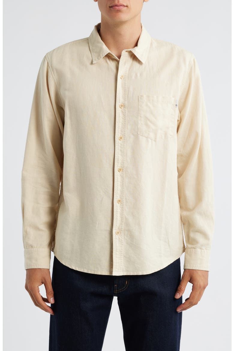 Wesley Linen & Cotton Button-Up Shirt, Main, color, NATURAL IVORY