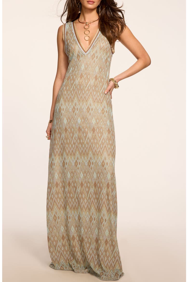 Reese Geometric Maxi Dress, Main, color, GOLD DIAMOND