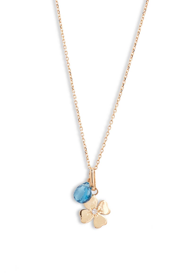 Love Letter Clover Pendant Necklace, Main, color, BLUE