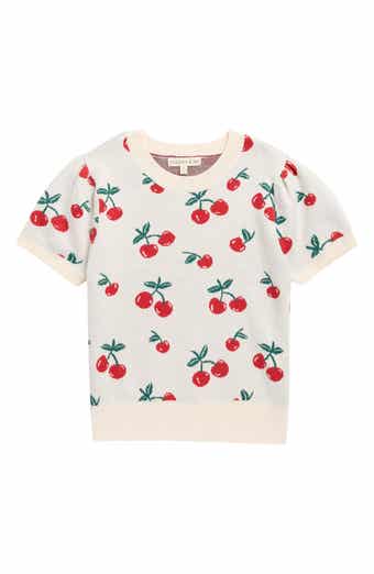 MARGAUX AND LEXI Kids' Cherry Jacquard Short Sleeve Sweater