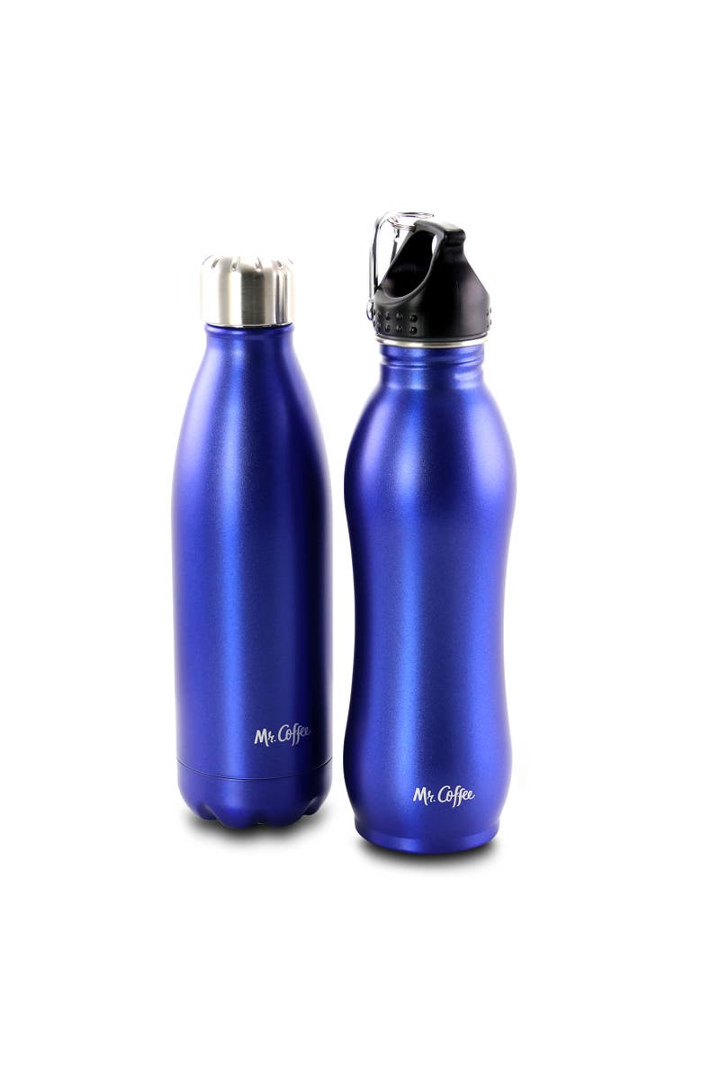 MR COFFEE Luster Hydration 2 Piece Stainless Steel Thermal Hydration Bottle Set, Main, color, Blue