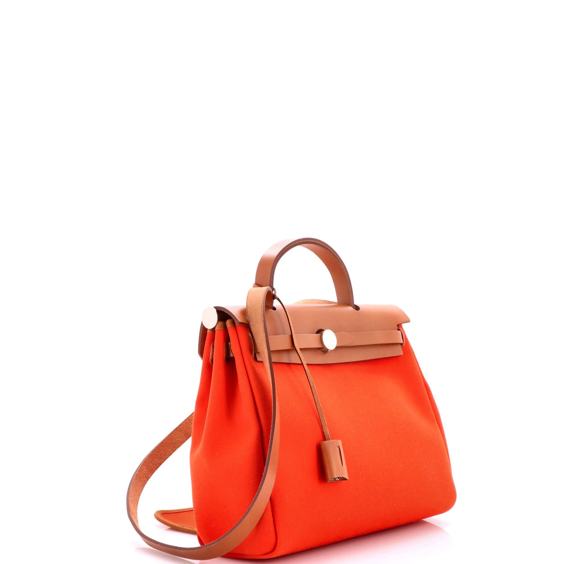 Pre-Owned Hermes Herbag Zip Leather and Toile 31, Alternate, color, Capucine