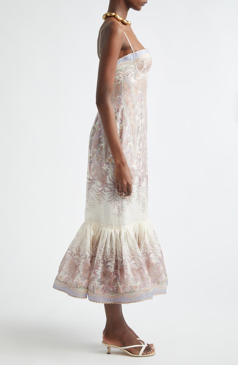 Zimmermann Alchemy Paisley Print Linen & Silk Dress, Alternate, color, Cream Paisley
