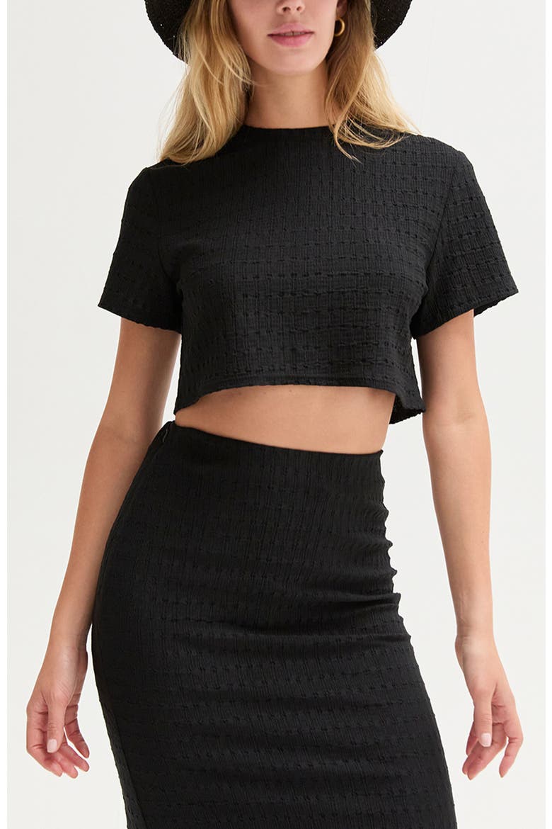 Textured Knit Two Piece Skirt Set, Alternate, color, Black