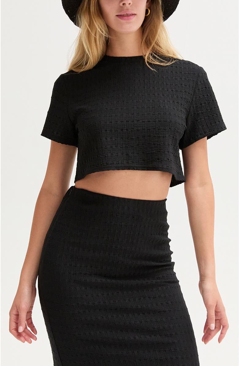 CRESCENT Textured Knit Two Piece Skirt Set, Alternate, color, Black