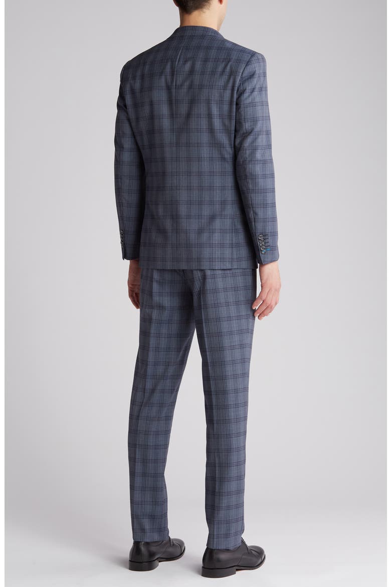 Plaid Trim Fit Wool Blend Two-Piece Suit, Alternate, color, GRAY
