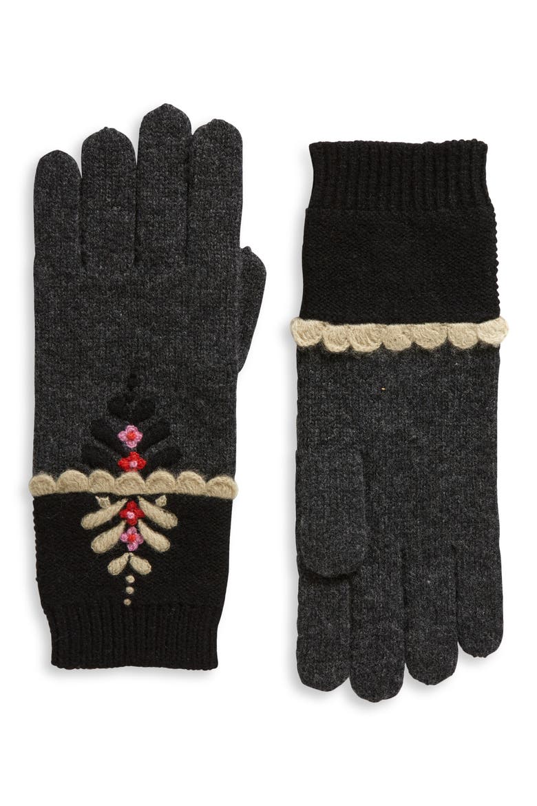Ginger Merino Wool Gloves, Main, color, BLACK