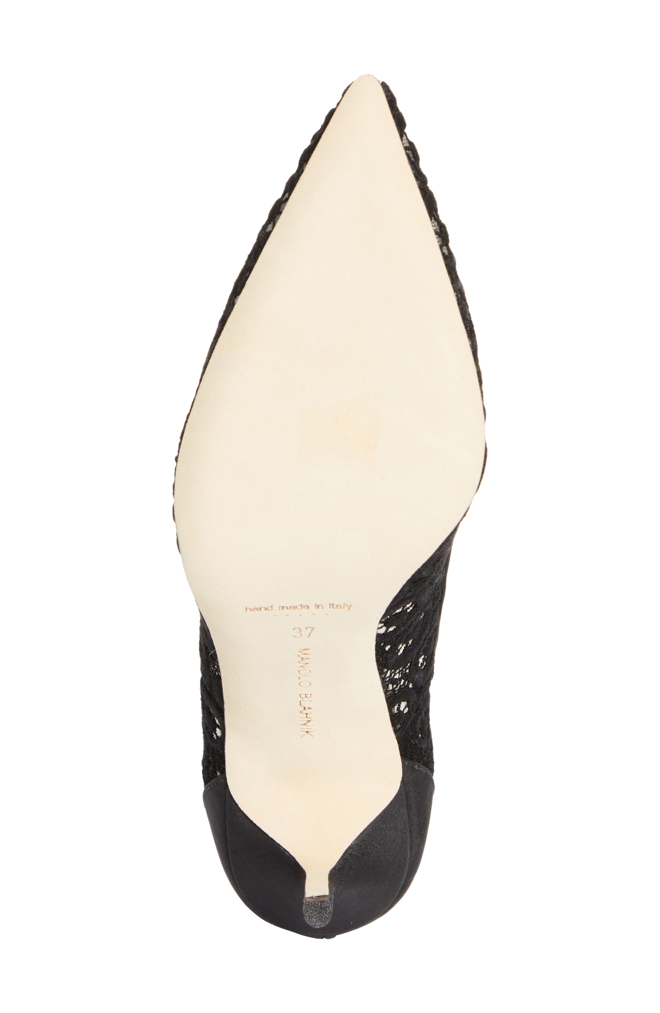 Manolo Blahnik BB Lace Pointed Toe Pump, Alternate, color, Yoth 9957/Blck 0015