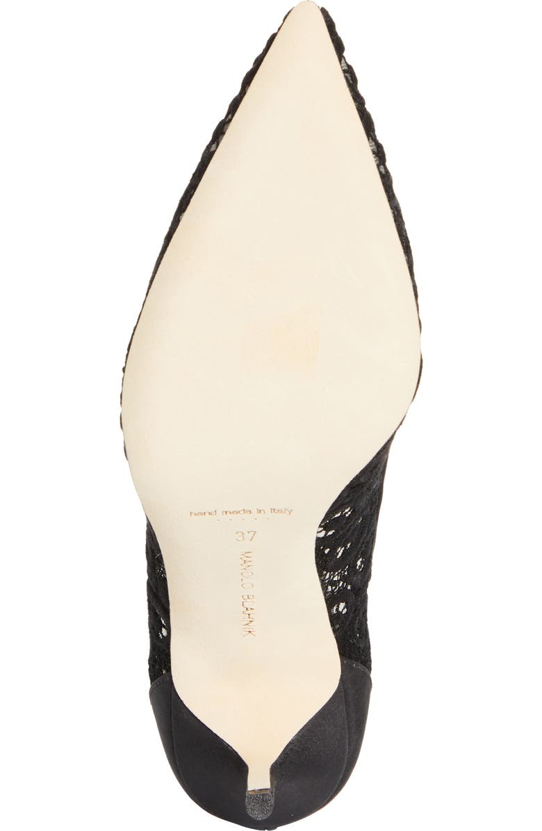 Manolo Blahnik BB Lace Pointed Toe Pump, Alternate, color, Yoth 9957/Blck 0015
