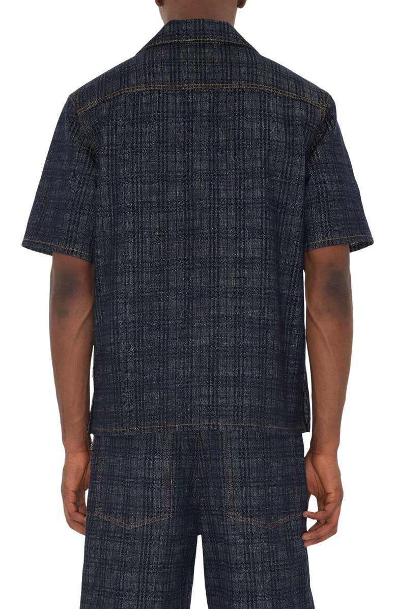 Burberry Check Jacquard Denim Camp Shirt, Alternate, color, Indigo Ip Check