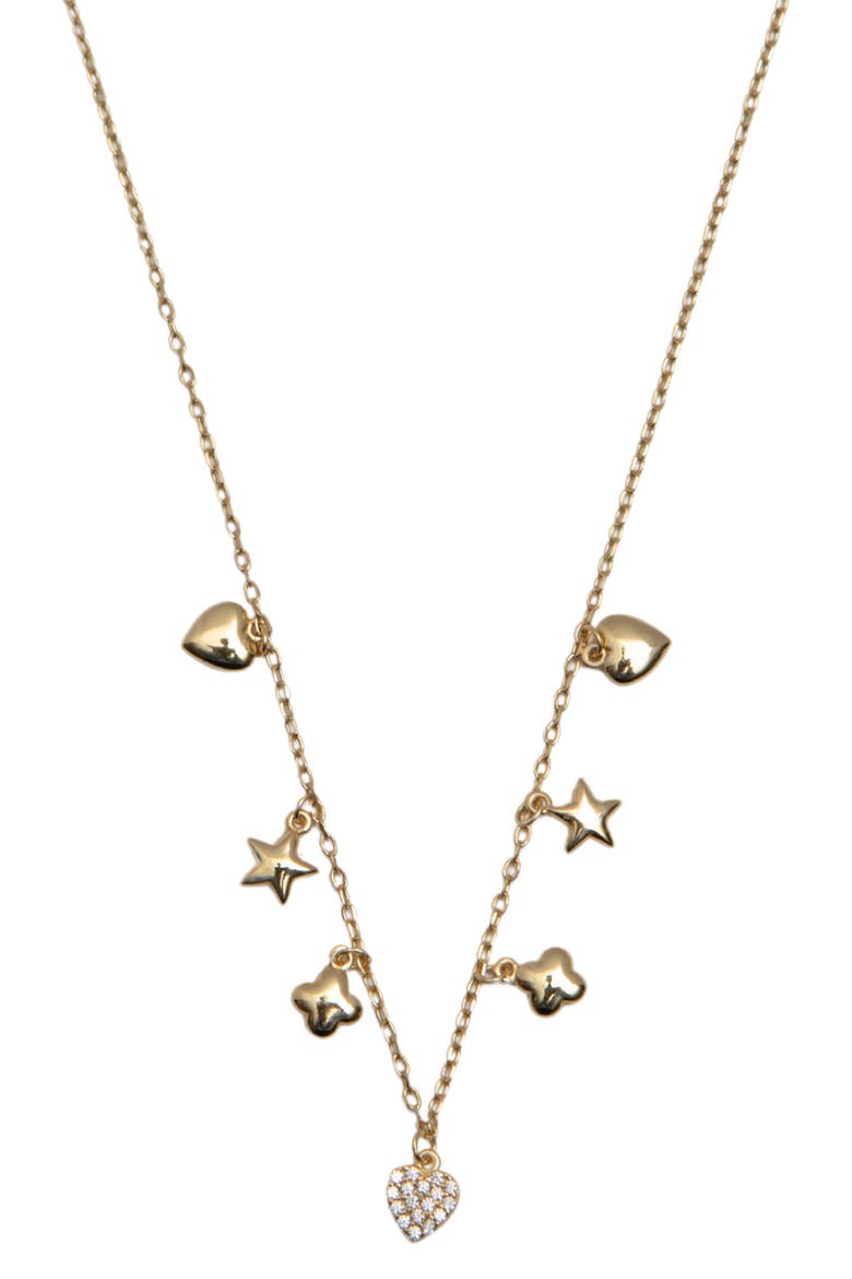 18K Gold Plate Sterling Silver Frontal Charm Necklace, Main, color, GOLD