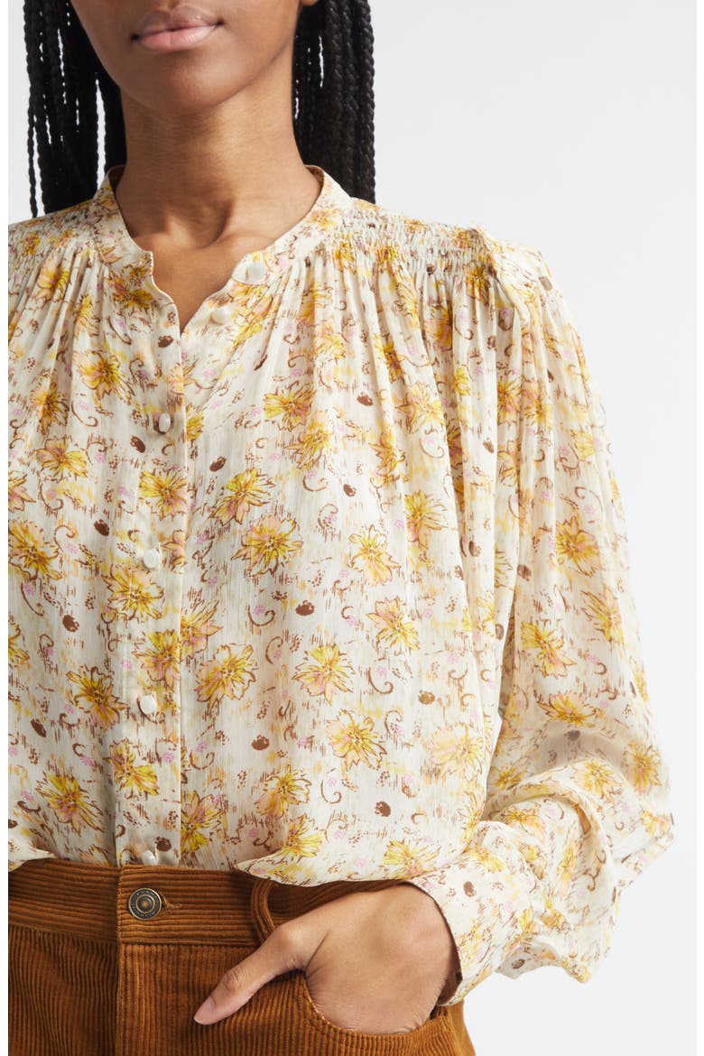 Florine Smocked Top, Alternate, color, LIGHT YELLOW/ ECRU