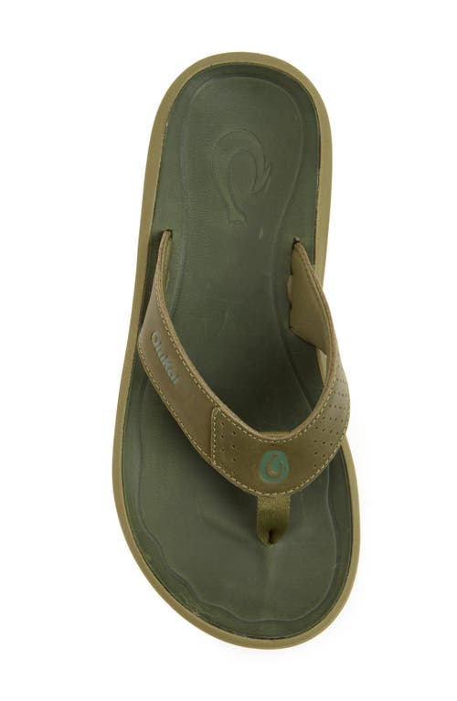 Olukai Pili Flip Flop In Desert Moss/deep Green