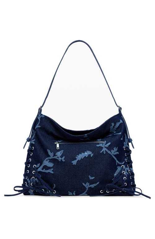 Desigual Floral Devoré Denim Crossbody Bag In Purple
