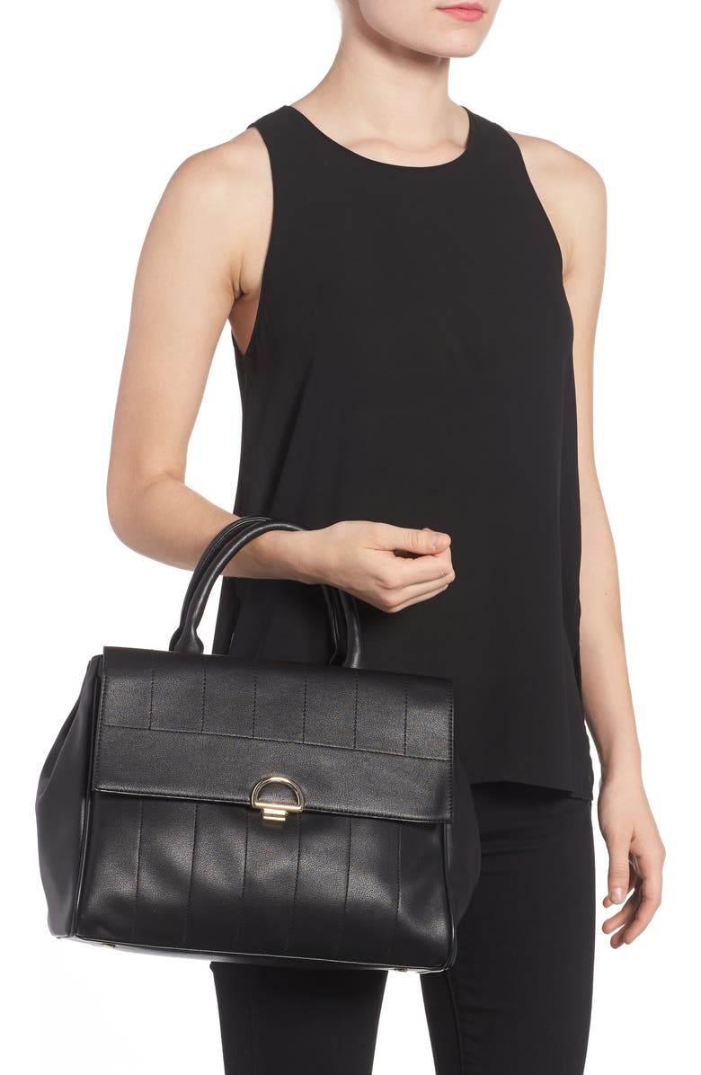 Sole Society Tracy Quilted Faux Leather Satchel, Alternate, color,