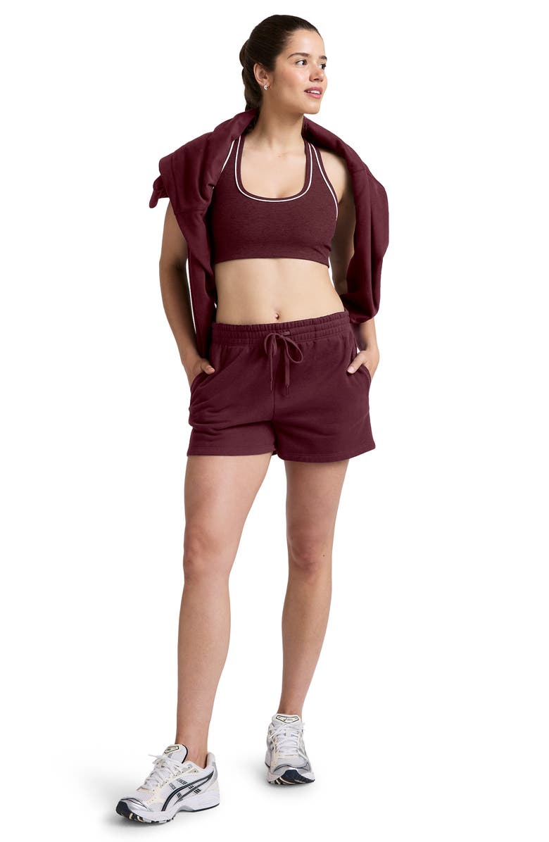 Beyond Yoga Luxe Fleece Sweat Shorts, Alternate, color, Dark Cherry