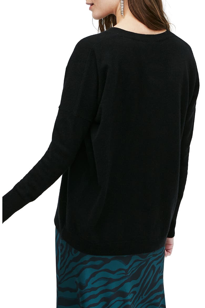 V-Neck Boyfriend Cashmere Sweater, Alternate, color, BLACK