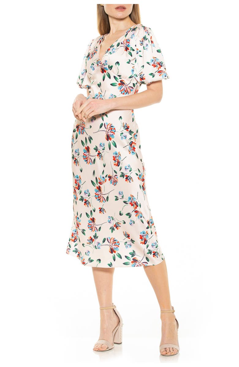 Alexia Admor Vintage Inspired Puff Sleeve Midi Dress, Alternate, color, 