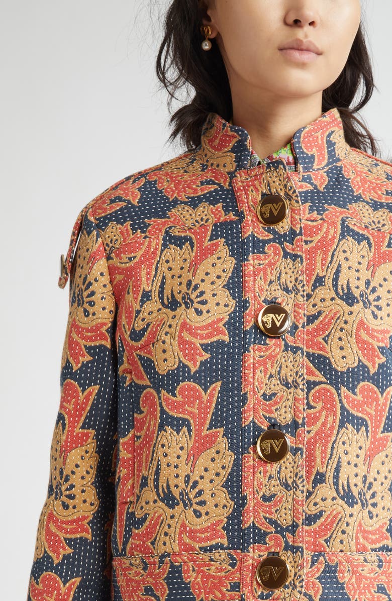 Valentino Garavani Crop Paisley Jacket, Alternate, color, Indigo