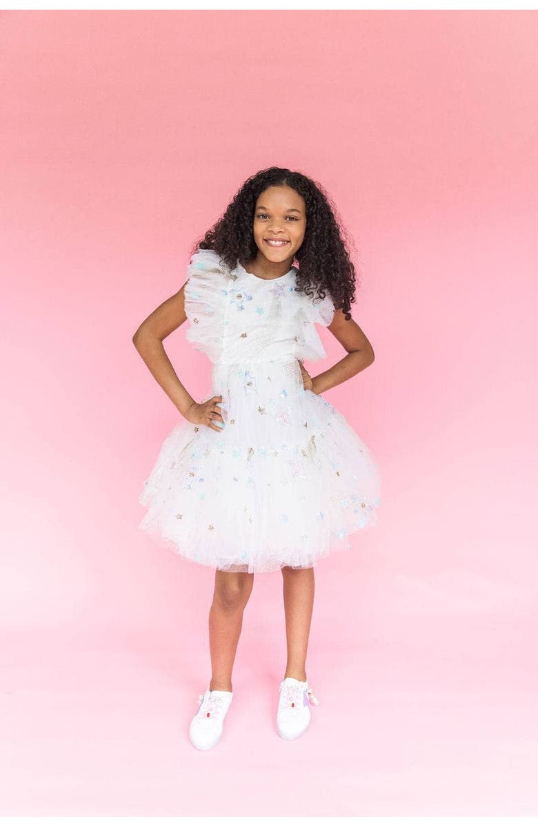 Lola + The Boys Shooting Star Tulle Dress, Alternate, color, White