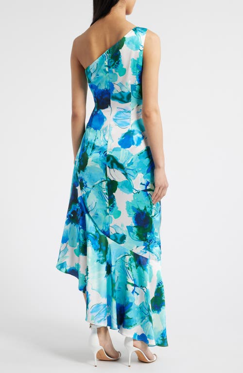 Eliza J One-shoulder Ruffle Cocktail Dress In Blue