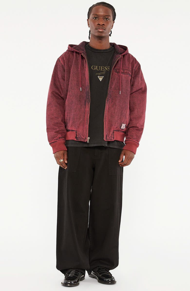 GUESS ORIGINALS Originals Hooded Sanded Denim Zip Jacket, Alternate, color, Gtmw