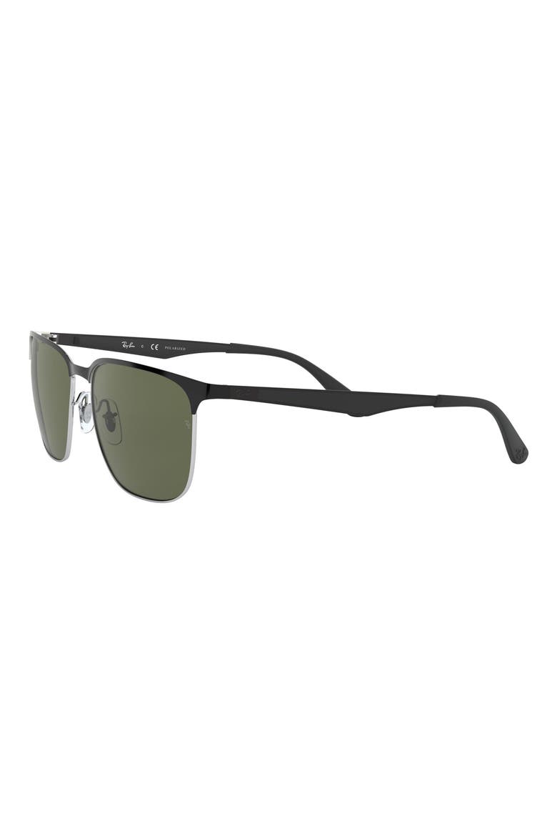 59mm Square Sunglasses, Alternate, color, SILVER/SHINY BLACK/DARK GREEN