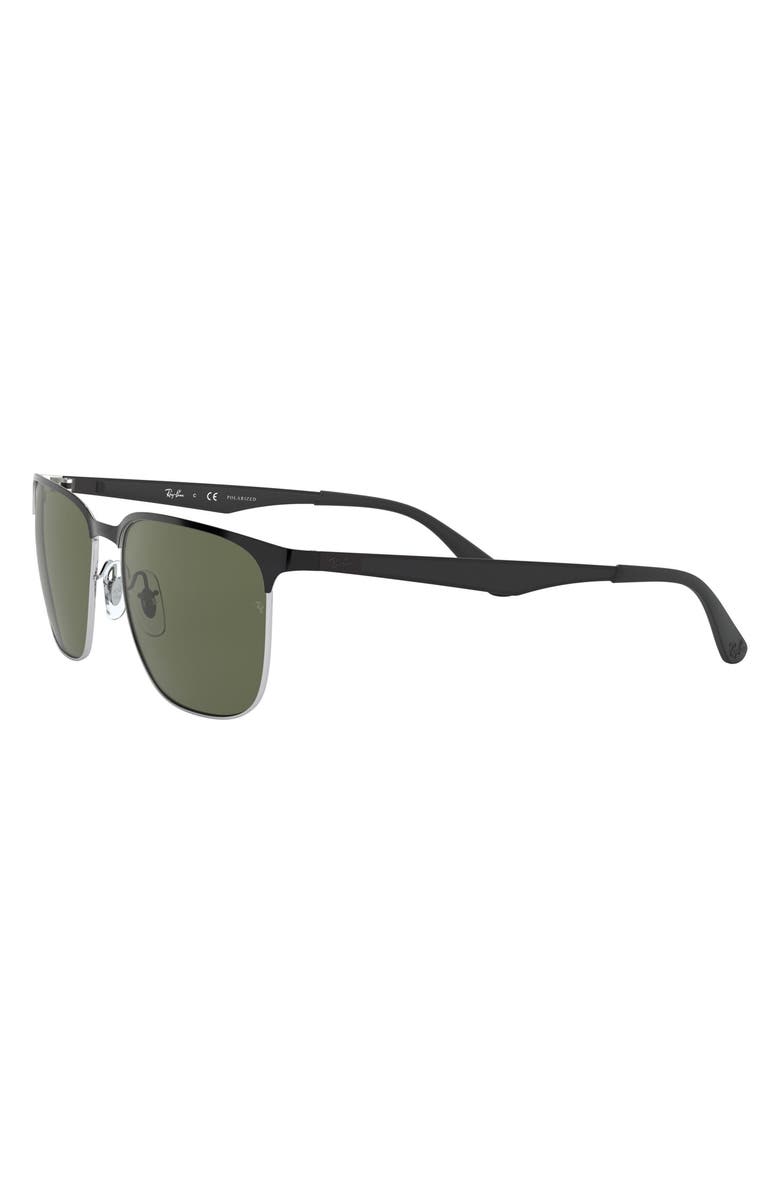 Ray-Ban 59mm Square Sunglasses, Alternate, color, Silver/Shiny Black/Dark Green