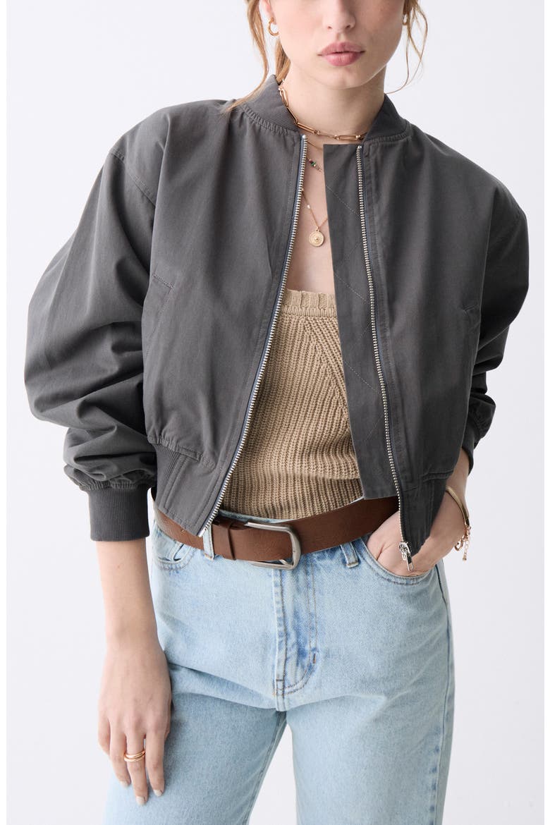 Safira Washed Cotton Crop Jacket, Main, color, GREY