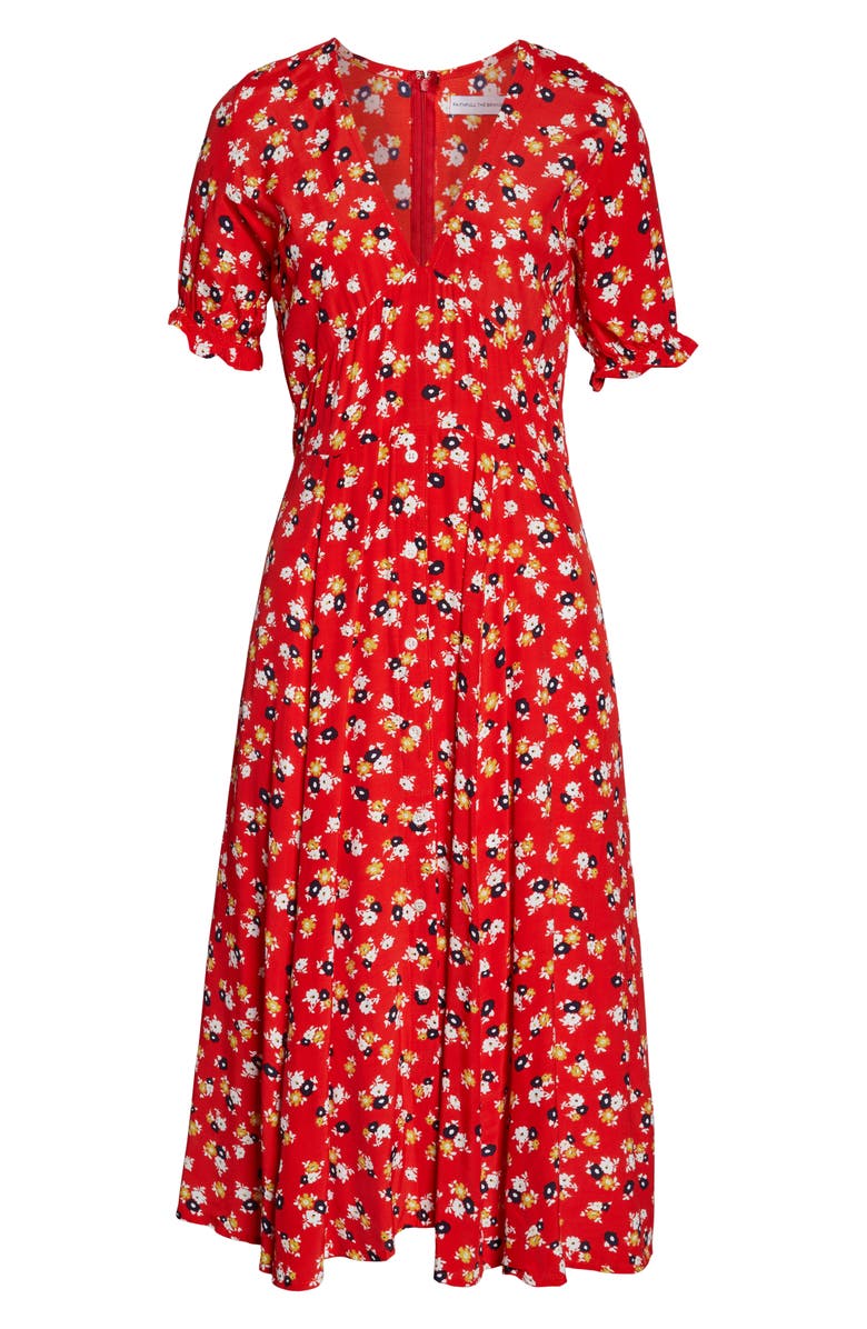 Faithfull the Brand Ari Floral Midi Dress, Alternate, color, 