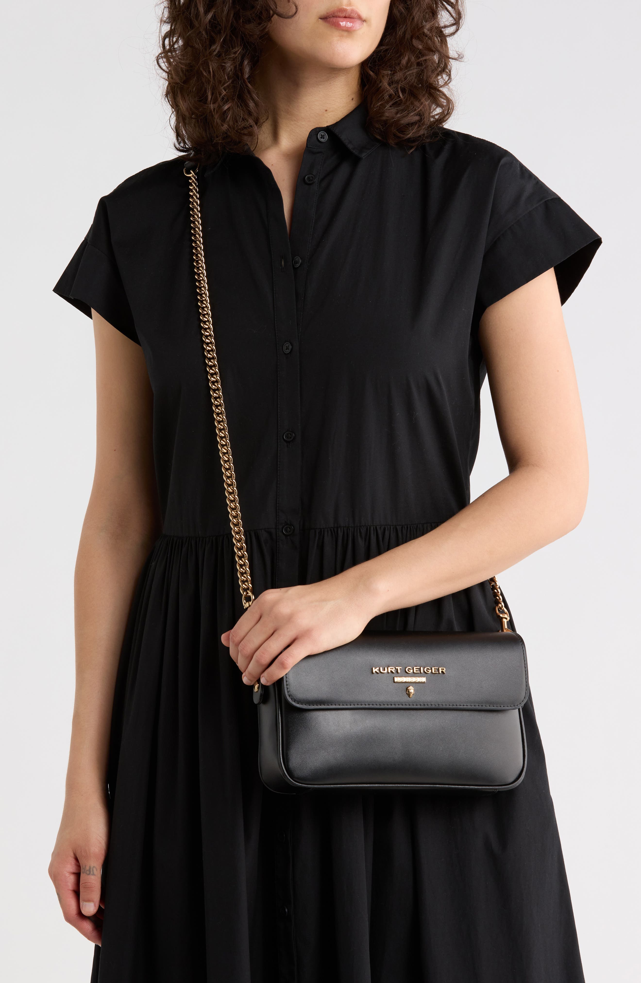 Kurt Geiger London Highgate Flap Camera Crossbody Bag, Alternate, color, Black