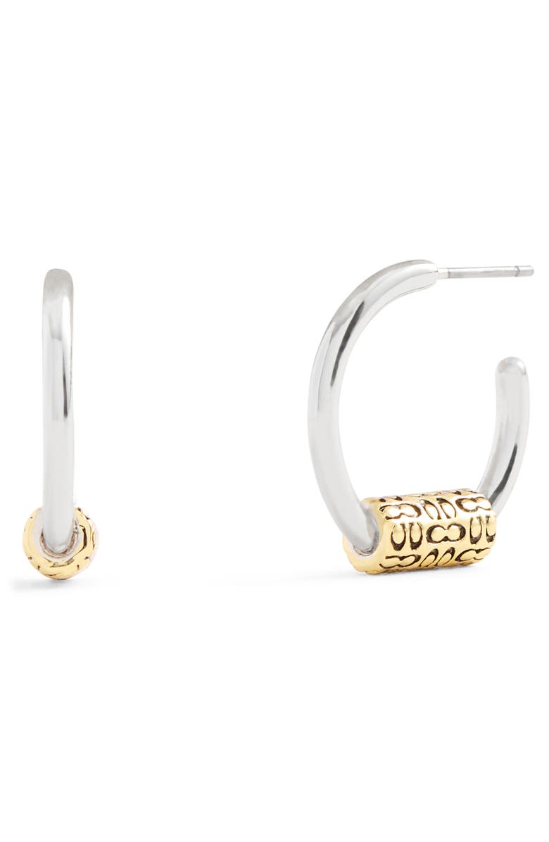 COACH Logo Bead Huggie Earrings, Main, color, 