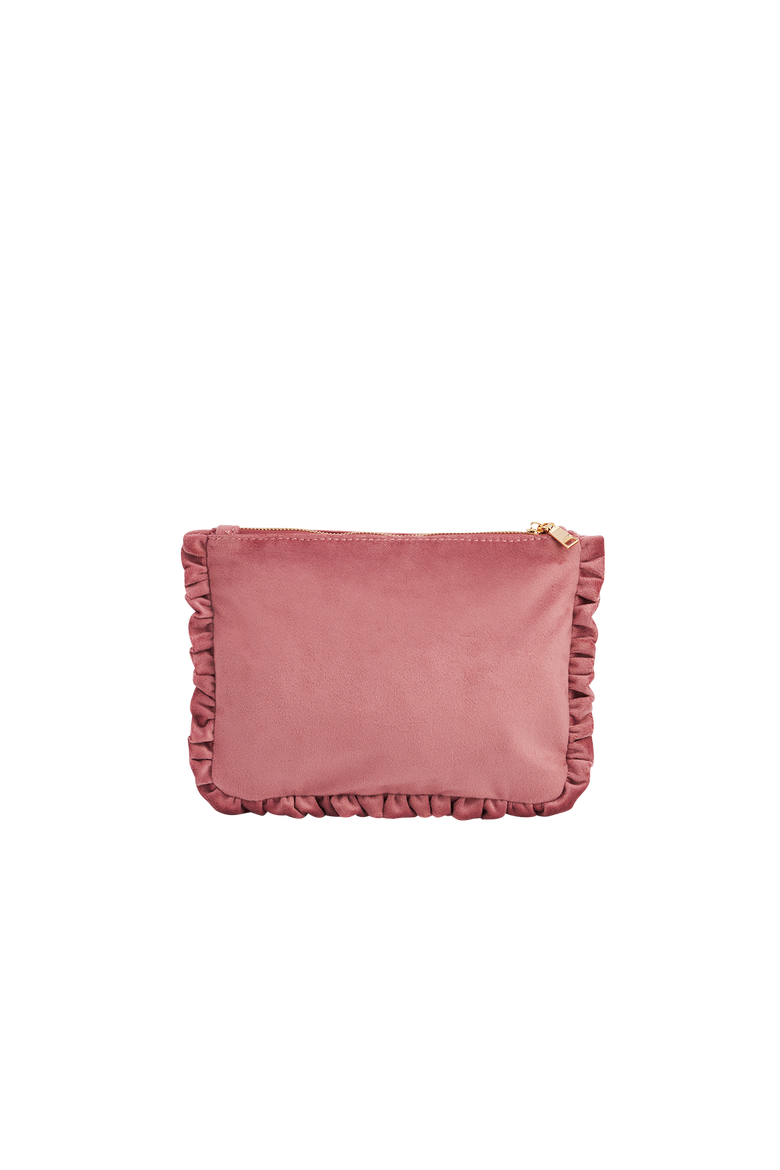 Floral Posy Velvet Embroidered Medium Pouch, Alternate, color, Rose Pink